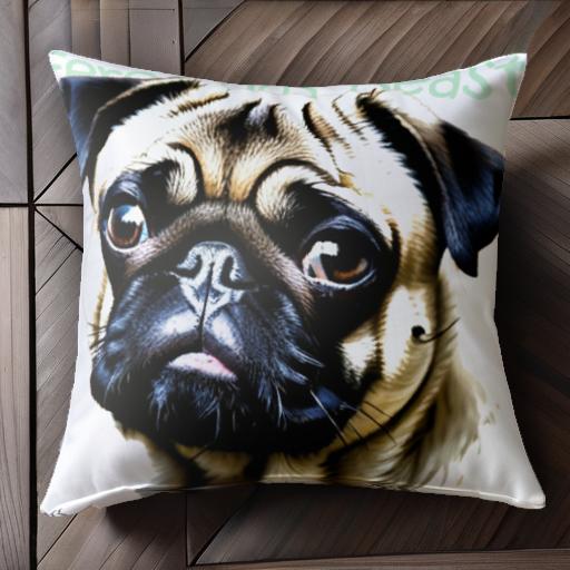パグ クッションカバー 45×45cm アニマル柄 おしゃれ 可愛い クッション本体付き 正方形