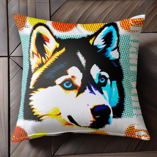 シベリアンハスキー クッションカバー 45×45cm アニマル柄 おしゃれ 可愛い クッション本体付き 正方形