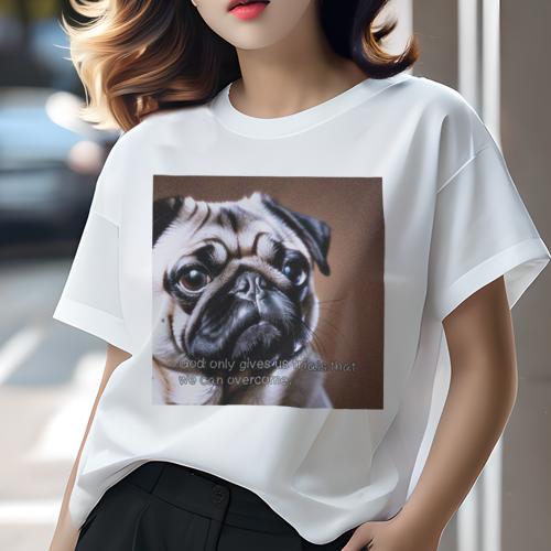 Tシャツ レディース 犬ファン 半袖 春夏 プリント カジュアル かわいい 人間用 フィットネス パグ Tシャツ レディース 犬ファン 半袖 春夏 プリント カジュアル かわいい 人間用 フィットネス パグ
