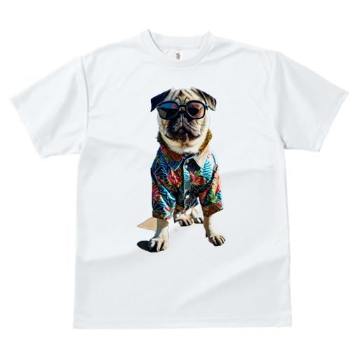 Tシャツ レディース 犬ファン 半袖 春夏 プリント カジュアル かわいい 人間用 フィットネス アロハシャツ パグ サングラス