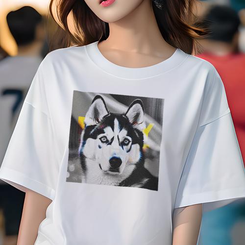 Tシャツ レディース 犬ファン 半袖 春夏 プリント カジュアル かわいい 人間用 フィットネス シベリアンハスキー