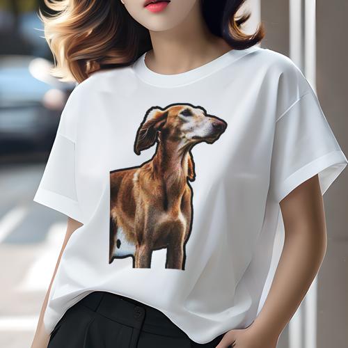 Tシャツ レディース 犬ファン 半袖 春夏 プリント カジュアル かわいい 人間用 フィットネス サルーキ Tシャツ レディース 犬ファン 半袖 春夏 プリント カジュアル かわいい 人間用 フィットネス サルーキ