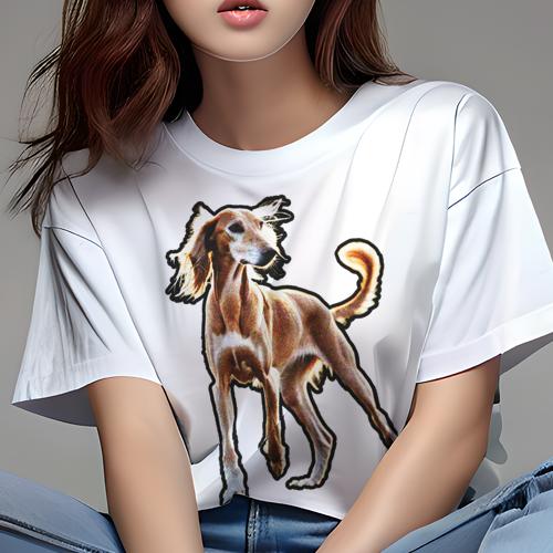 Tシャツ レディース 犬ファン 半袖 春夏 プリント カジュアル かわいい 人間用 フィットネス なし サルーキ Tシャツ レディース 犬ファン 半袖 春夏 プリント カジュアル かわいい 人間用 フィットネス なし サルーキ