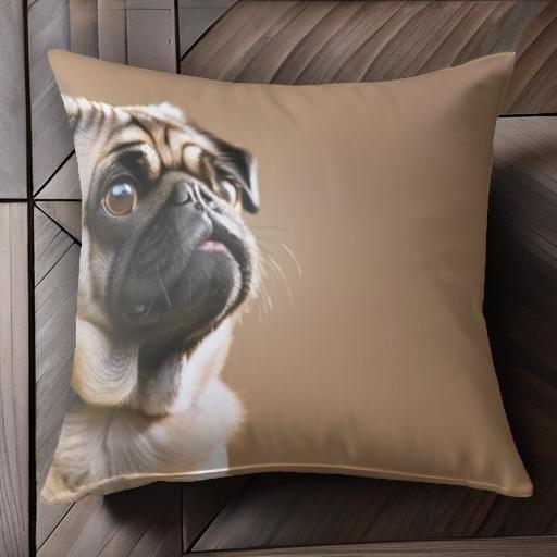 パグ クッションカバー 45×45cm アニマル柄 おしゃれ 可愛い クッション本体付き 正方形