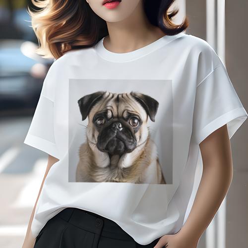 Tシャツ レディース 犬ファン 半袖 春夏 プリント カジュアル かわいい 人間用 フィットネス パグ