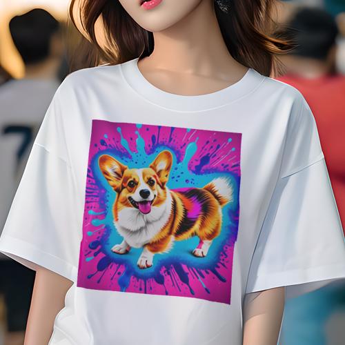 Tシャツ レディース 犬ファン 半袖 春夏 プリント カジュアル かわいい 人間用 フィットネス 背景 コー..