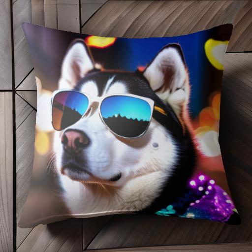 サングラス シベリアンハスキー ライト クッションカバー 45×45cm アニマル柄 おしゃれ 可愛い クッシ..