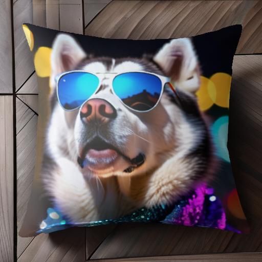 サングラス シベリアンハスキー ライト クッションカバー 45×45cm アニマル柄 おしゃれ 可愛い クッシ..