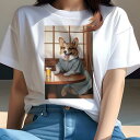 昭和レトロ パロディ Tシャツ レディース 犬ファン 半袖 春夏 プリント カジュアル かわいい 人間用 フィットネス ビール コーギー 浴衣(4)