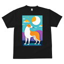 Tシャツ メンズ キッズ 犬ファン 半袖 春夏 プリント カジュアル かわいい 人間用 フィットネス 月 ボルゾイ 雲 星
