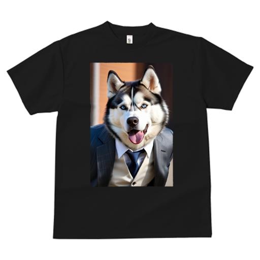 Tシャツ レディース 犬ファン 半袖 春夏 プリント カジュアル かわいい 人間用 フィットネス スーツ シベリアンハスキー ネクタイ ベスト