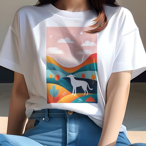 Tシャツ レディース 犬ファン 半袖 春夏 プリント カジュアル かわいい 人間用 フィットネス 空 グレイハウンド 雲 山 木 Tシャツ レディース 犬ファン 半袖 春夏 プリント カジュアル かわいい 人間用 フィットネス 空 グレイハウンド 雲 山 木