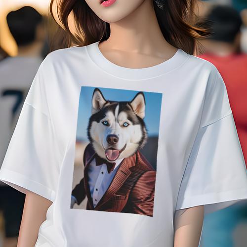 Tシャツ レディース 犬ファン 半袖 春夏 プリント カジュアル かわいい 人間用 フィットネス スーツ シ..