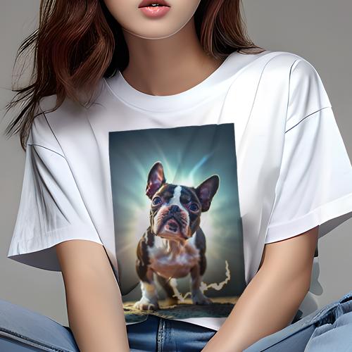 Tシャツ レディース 犬ファン 半袖 春夏 プリント カジュアル かわいい 人間用 フィットネス ボストンテリア