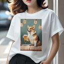 Tシャツ レディース 犬ファン 半袖 春夏 プリント カジュアル かわいい 人間用 フィットネス ビール 柴犬 日本酒 着物