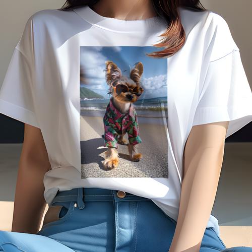 Tシャツ レディース 犬ファン 半袖 春夏 プリント カジュアル かわいい 人間用 フィットネス アロハシ..