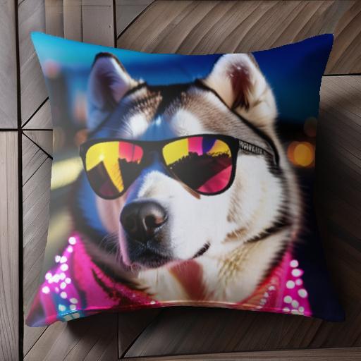 サングラス シベリアンハスキー ライト クッションカバー 45×45cm アニマル柄 おしゃれ 可愛い クッシ..