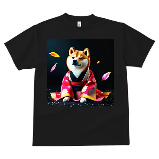Tシャツ レディース 犬ファン 半袖 春夏 プリント カジュアル かわいい 人間用 派手 個性的 着物 柴犬 花びら