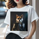 Tシャツ レディース 犬ファン 半袖 春夏 プリント カジュアル かわいい 人間用 派手 個性的 革ジャン 柴犬 サングラス(4)