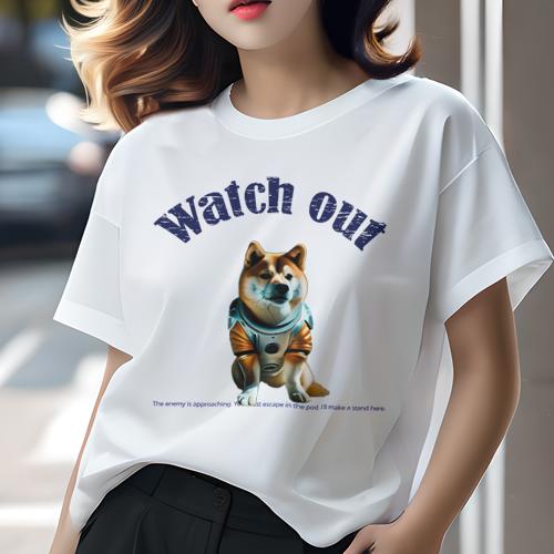 Tシャツ レディース 犬ファン 半袖 春夏 プリント カジュアル かわいい 人間用 派手 個性的 宇宙服 柴犬 スペースドッグ