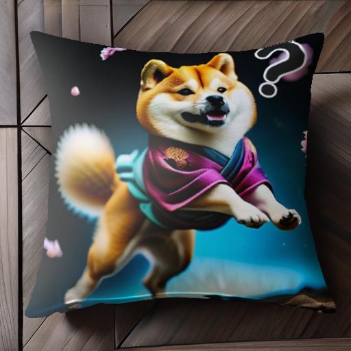 桜 柴犬 着物 和風 疑問符 クッションカバー 45×45cm アニマル柄 おしゃれ 可愛い クッション本体付き ..