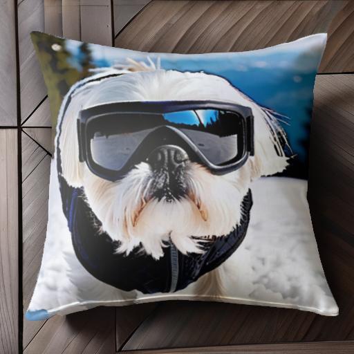 スキーゴーグル シーズー 雪 冬 スキー クッションカバー 45×45cm アニマル柄 おしゃれ 可愛い クッシ..