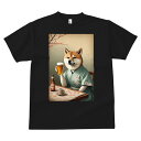 昭和レトロ パロディ Tシャツ メンズ キッズ 犬ファン 半袖 春夏 プリント カジュアル かわいい 人間用 派手 個性的 ビール 柴犬 居酒屋 和風 着物