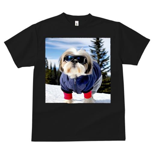 Tシャツ レディース 犬ファン 半袖 春夏 プリント カジュアル かわいい 人間用 派手 個性的 スキー シーズー 冬 雪 ジャケット