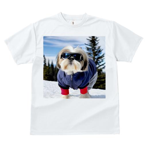 Tシャツ レディース 犬ファン 半袖 春夏 プリント カジュアル かわいい 人間用 派手 個性的 スキー シーズー 冬 雪 ジャケット