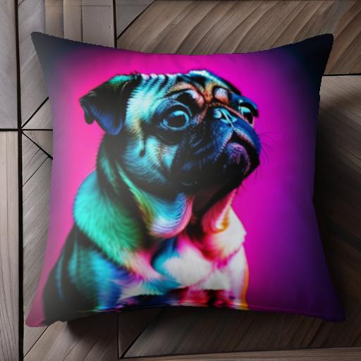 パグ クッションカバー 45×45cm アニマル柄 おしゃれ 可愛い クッション本体付き 正方形