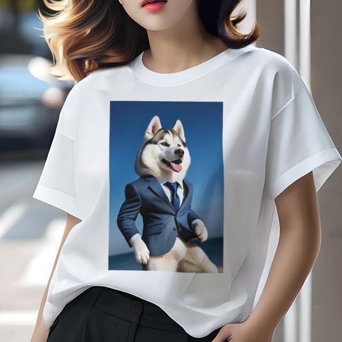 Tシャツ レディース 犬ファン 半袖 春夏 プリント カジュアル かわいい 人間用 派手 個性的 スーツ シベリアンハスキー ネクタイ ビジネス Tシャツ レディース 犬ファン 半袖 春夏 プリント カジュアル かわいい 人間用 派手 個性的 スーツ シベリアンハスキー ネクタイ ビジネス