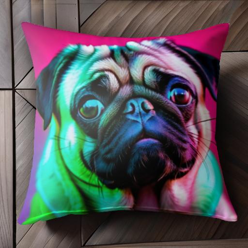パグ クッションカバー 45×45cm アニマル柄 おしゃれ 可愛い クッション本体付き 正方形