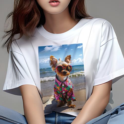 Tシャツ レディース 犬ファン 半袖 春夏 プリント カジュアル かわいい 人間用 派手 個性的 アロハシャ..