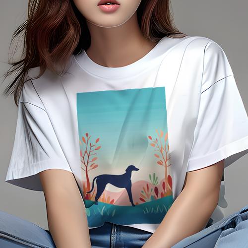 Tシャツ レディース 犬ファン 半袖 春夏 プリント カジュアル かわいい 人間用 派手 個性的 木 グレイハウンド 草 丘 風景 Tシャツ レディース 犬ファン 半袖 春夏 プリント カジュアル かわいい 人間用 派手 個性的 木 グレイハウンド 草 丘 風景