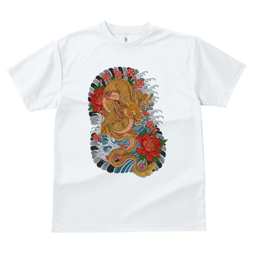 Tシャツ メンズ キッズ 犬ファン 半袖 春夏 プリント カジュアル かわいい 人間用 派手 個性的 ドラゴン 竜 花 波 和柄