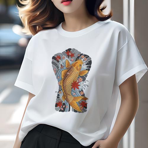 Tシャツ レディース 犬ファン 半袖 春夏 プリント カジュアル かわいい 人間用 派手 個性的 鯉 和柄 波 桜 紅葉 Tシャツ レディース 犬ファン 半袖 春夏 プリント カジュアル かわいい 人間用 派手 個性的 鯉 和柄 波 桜 紅葉