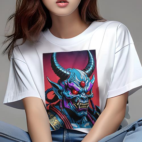 Tシャツ レディース 犬ファン 半袖 春夏 プリント カジュアル かわいい 人間用 派手 個性的 鬼 悪魔 角 牙 鎧 Tシャツ レディース 犬ファン 半袖 春夏 プリント カジュアル かわいい 人間用 派手 個性的 鬼 悪魔 角 牙 鎧