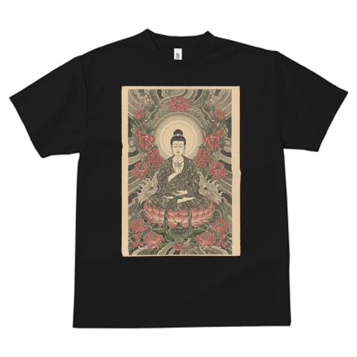 Tシャツ メンズ キッズ 犬ファン 半袖 春夏 プリント カジュアル かわいい 人間用 派手 個性的 仏 蓮 悟り 瞑想 宗教