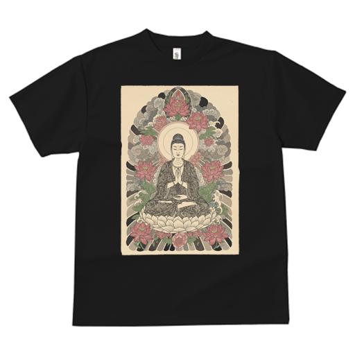 Tシャツ レディース 犬ファン 半袖 春夏 プリント カジュアル かわいい 人間用 派手 個性的 仏 仏陀 蓮 瞑想 宗教