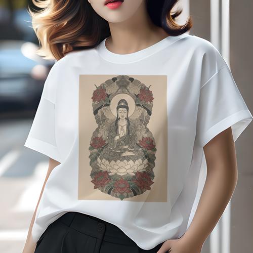 Tシャツ レディース 犬ファン 半袖 春夏 プリント カジュアル かわいい 人間用 派手 個性的 仏 仏像 蓮の花 宗教 瞑想 Tシャツ レディース 犬ファン 半袖 春夏 プリント カジュアル かわいい 人間用 派手 個性的 仏 仏像 蓮の花 宗教 瞑想