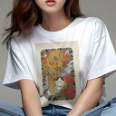 Tシャツ レディース 犬ファン 半袖 春夏 プリント カジュアル かわいい 人間用 派手 個性的 ドラゴン 鬼 花 波 和柄(4)