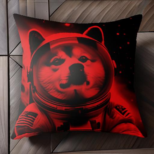 宇宙飛行士 柴犬 宇宙服 アメリカ国旗 クッションカバー 45×45cm アニマル柄 おしゃれ 可愛い クッション本体付き 正方形