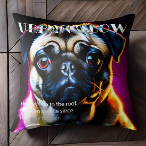 ストリートファッション パグ カジュアル トレンド グラフィックデザイン クッションカバー 45×45cm ア..