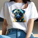 Tシャツ レディース 犬ファン 半袖 春夏 プリント カジュアル かわいい 人間用 派手 個性的 パグ(4)