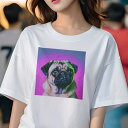 Tシャツ レディース 犬ファン 半袖 春夏 プリント カジュアル かわいい 人間用 派手 個性的 パグ(4)