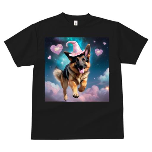 ジャーマンシェパード Tシャツ 犬愛 ユニークデザインレディース 犬ファン 半袖 春夏 プリント カジュアル かわいい 人間用 ギフト 個性的 ハート ジャーマンシェパード 帽子 宇宙 星