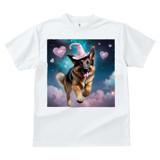 ジャーマンシェパード Tシャツ 犬愛 ユニークデザインレディース 犬ファン 半袖 春夏 プリント カジュアル かわいい 人間用 ギフト 個性的 ハート ジャーマンシェパード 帽子 宇宙 星