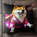 着物 柴犬 花吹雪 クッションカバー 45×45cm アニマル柄 おしゃれ 可愛い クッション本体付き 正方形