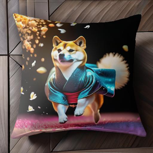 着物 柴犬 花びら クッションカバー 45×45cm アニマル柄 おしゃれ 可愛い クッション本体付き 正方形 着物 柴犬 花びら クッションカバー 45×45cm アニマル柄 おしゃれ 可愛い クッション本体付き 正方形