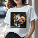 柴犬 Tシャツ 犬愛 ユニークデザインレディース 犬ファン 半袖 春夏 プリント カジュアル かわいい 人間用 ギフト 個性的 着物 柴犬 和風 お正月 イベント